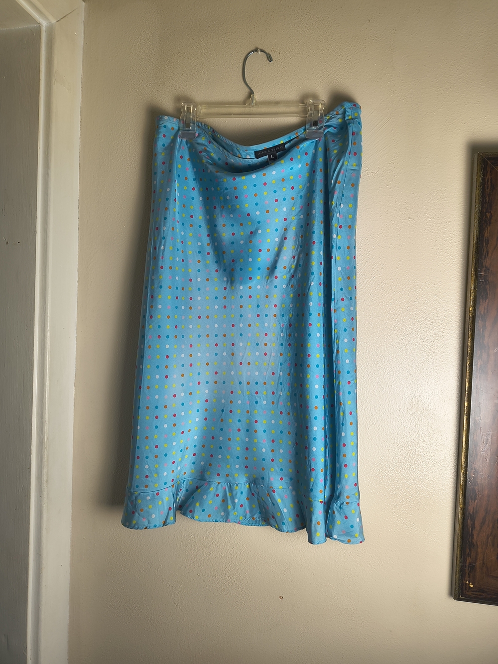 Vintage Y2K blue silk polka dot whimsy skirt